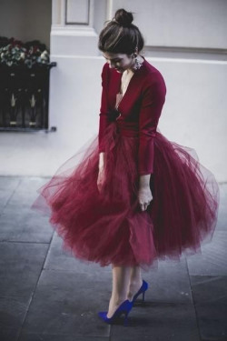 Traje de falda de tul vanguardista falda de tul con volantes, falda de tul roja: falda bailarina  