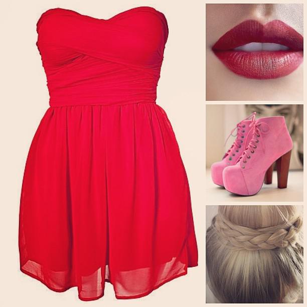 Ideas lindas de atuendos para el baile de graduación: #red #prom #outfit #2013 #cute #fashion #ootd #lips #makeup #hair #bun #trenza #h...: 