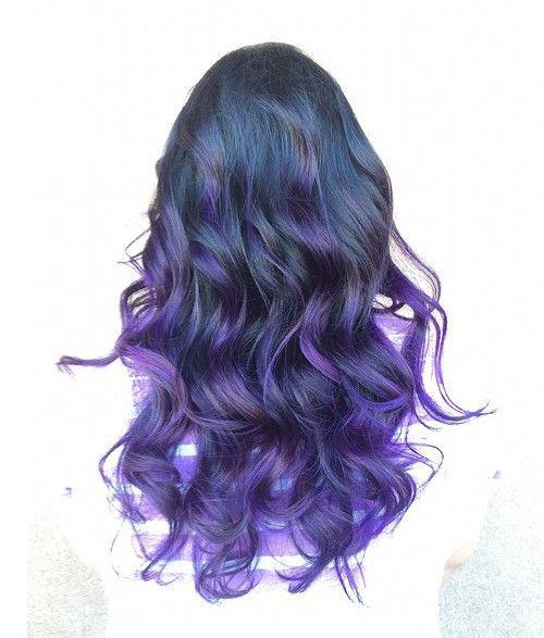 Olas de playa púrpura Ombre | Peinado largo Tendencia 2022: Peinados morados para cabello largo  