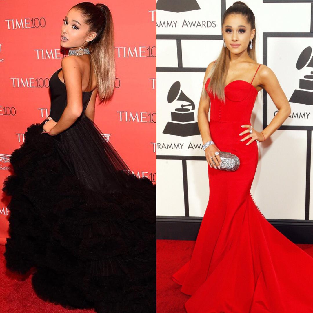 Ideas de atuendos de alfombra roja inspirados en celebridades, ¡debe probar el atuendo para eventos o fiestas!: vestidos de alfombra roja,  premios Grammy,  Ariana Grande,  Taylor Swift,  moda de celebridades  