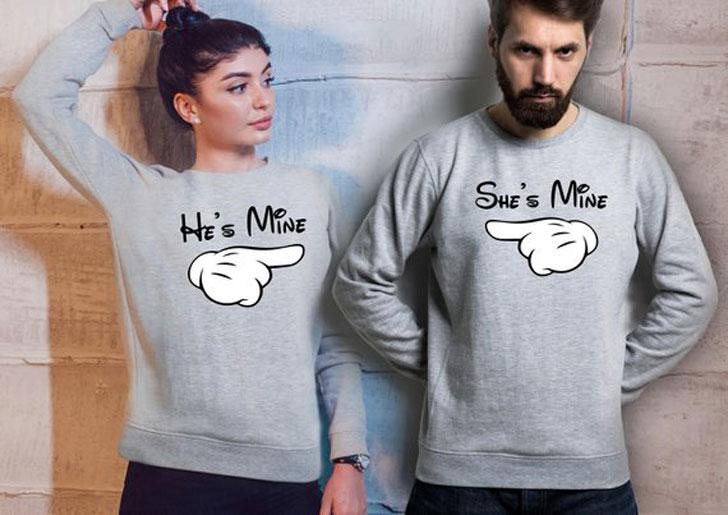 Conjuntos a juego como este hacen la declaración perfecta de tu amor - She's Mine - He's Mine Couples Sweaters: 