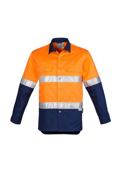 SYZMIK Camisa industrial con cinta de aro empalmado de alta visibilidad para hombre ZW123: camisa industrial,  camisas  