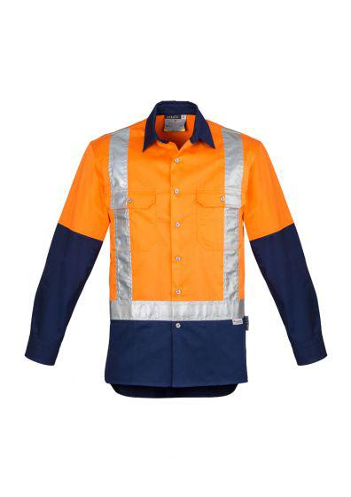 SYZMIK Camisa industrial con hombros empalmados de alta visibilidad para hombre ZW124: camisa industrial,  camisas  