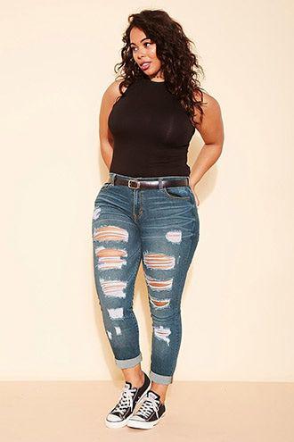 Jeans desgastados de talla grande: traje de jeans de niñas negras  