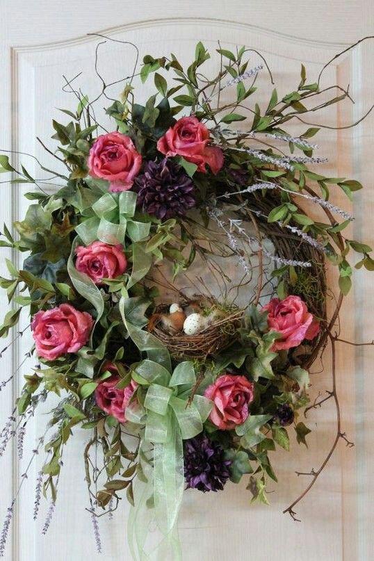 Llamador de puerta de resorte: día de Navidad,  Diseño floral,  para puerta,  Aniversario de bodas  