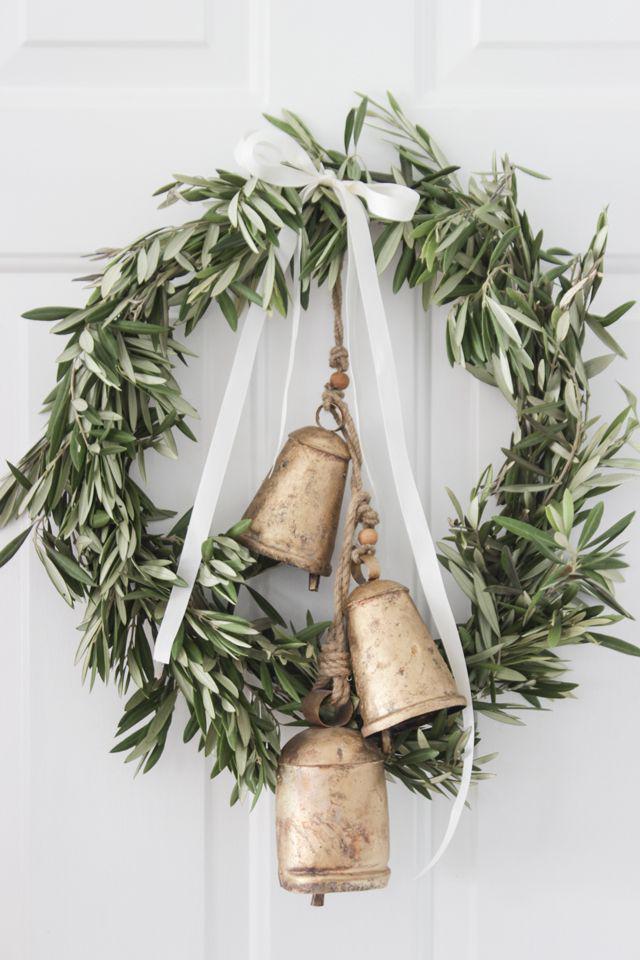 corona navideña de olivo: día de Navidad,  árbol de Navidad,  Decoración navideña,  manualidades navideñas  