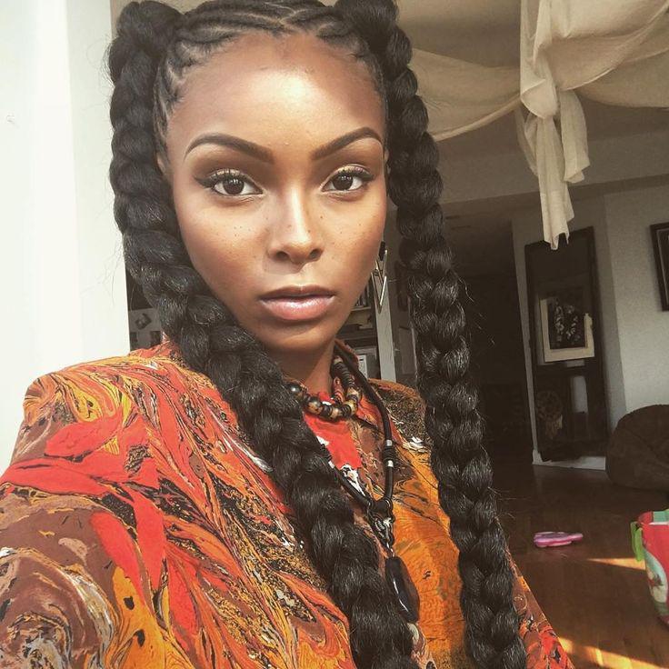 Black Girl Box trenzas, trenza francesa: Cabello con textura afro,  Ideas de peinado,  peinados africanos,  Peinados con trenzas,  peinados negros  