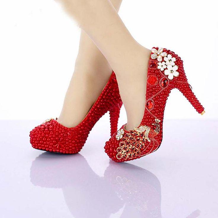 2019 nuevo diseño. Red Pearl Bridal 2019 Nuevo diseño Phoneix Zapatos de boda para niña: Zapato de tacón alto,  Zapato de salón,  Ideas de tacón alto,  Las mejores ideas de tacones de aguja,  Zapatos,  Zapatos de boda  