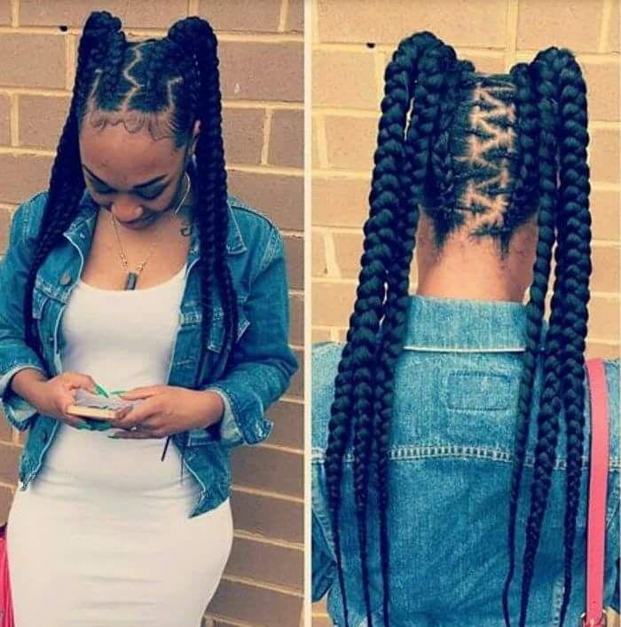 Black Girl Box trenzas, cabello con textura afro: Ideas de peinado,  peinados africanos,  Estilos de trenza,  peinados negros,  Niñas negras  