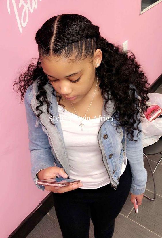 Peinados fáciles para Little Black Girl: Cabello con textura afro,  Cuidado del cabello,  Trenza francesa,  Peinado Para Niñas,  lindos peinados,  peinados de niños  
