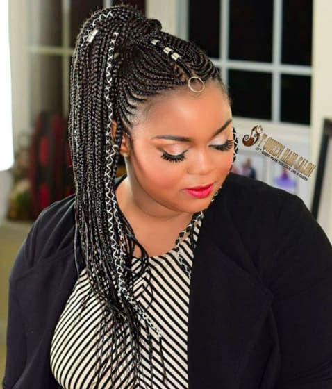 Black Girl Box trenzas, cabello con textura afro: Pelo largo,  Trenzas Fulani,  gente fula,  Peinado de chicas lindas  