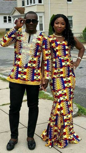 Colección de ropa de pareja africana: paño kente,  Trajes africanos a juego  
