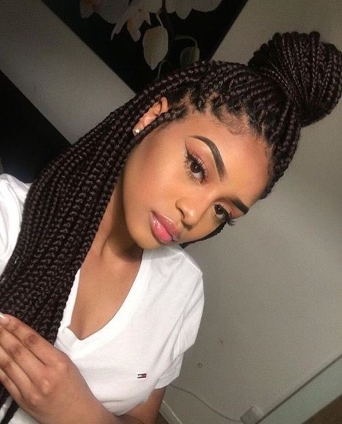 Peinados con trenzas para niñas adolescentes negras: Peluca de encaje,  Pelo largo,  trenzas de caja,  Peinados Trenzados,  hermosas trenzas,  Peinados malos  