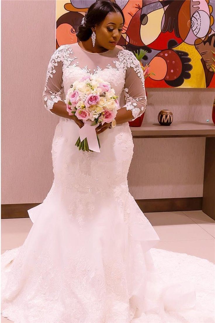 vestidos de novia sirena tallas grandes: Vestido de novia,  traje de talla grande,  tela transparente,  vestido largo,  vestido de novia africano  
