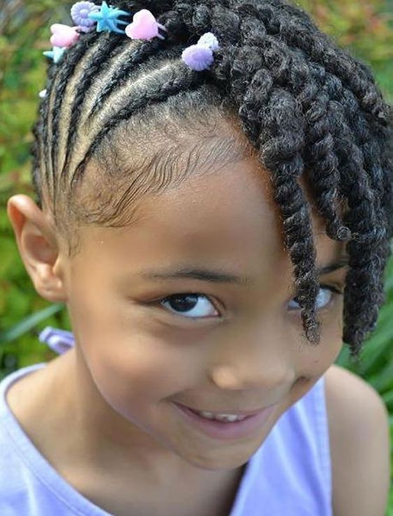 Peinados trenzados a para niñas negras 2019: trenzas de caja,  peinados africanos,  peinado mohicano,  Trenza francesa,  Peinado Para Niñas  