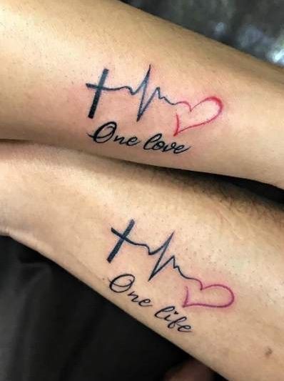 Tatuaje de pareja de latidos del corazón, iPhone X, Fondo de escritorio: Tatuaje de pareja  