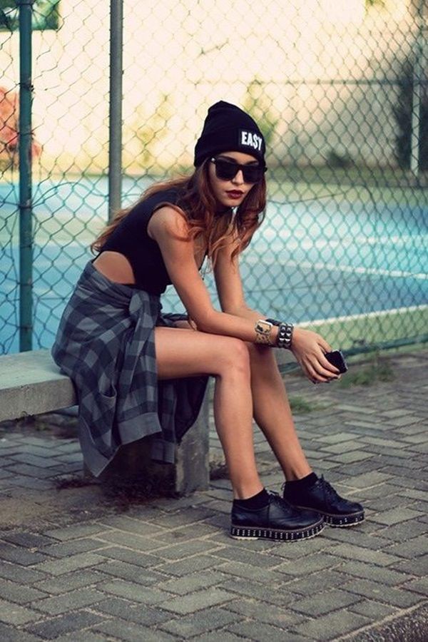 Atuendos estilo botín Urban Chick: moda grunge,  Atuendos Con Botín Negro  