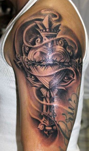 Santo Ángel Descanse En Paz Tatuaje De Ángel Guardián: perforación del cuerpo,  tatuaje de manga,  Tatuador,  Tatuajes Religiosos,  cruz cristiana  