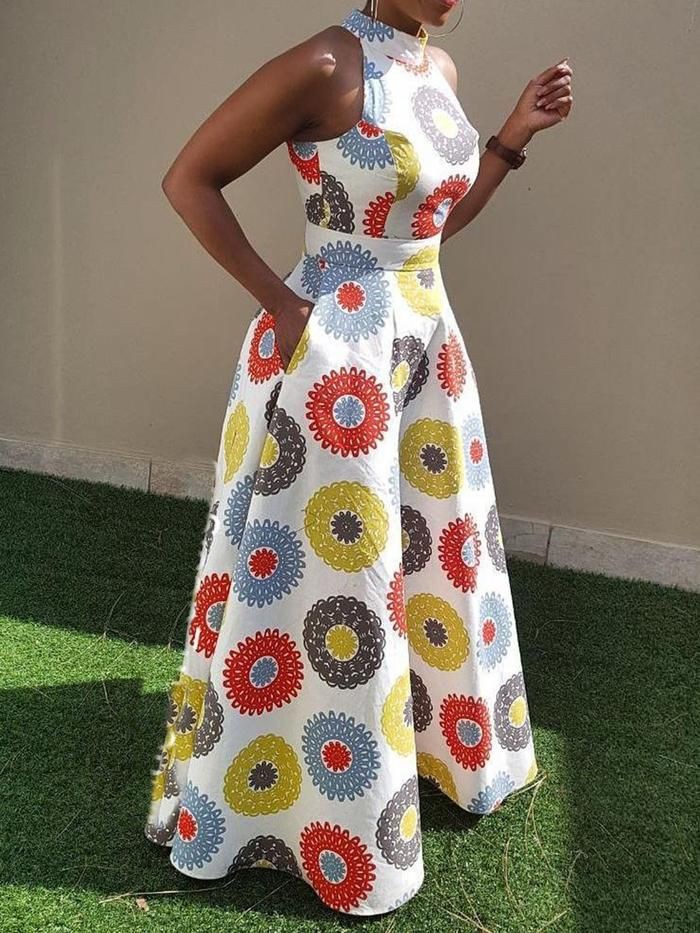 Diseño moderno único para diseños de vestidos africanos.: Camisa sin mangas,  vestidos africanos,  vestido largo,  Atuendos Ankara  
