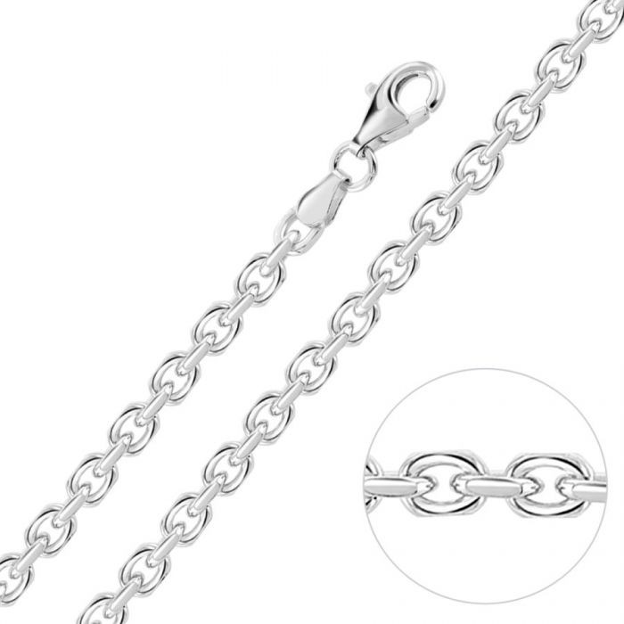 Collar De Cadena De Ancla De Plata De Ley De 3,5 MM Con Corte De Diamante £54,00: 