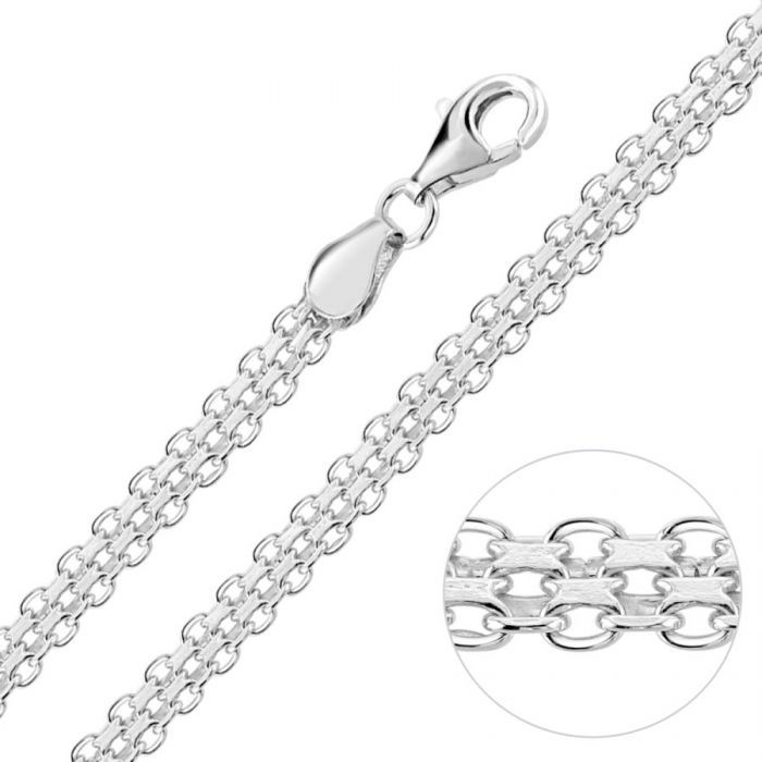 Collar de cadena Bismark de plata de ley de 4,4 mm: Collar de cadena Bismark,  Collar de cadena  