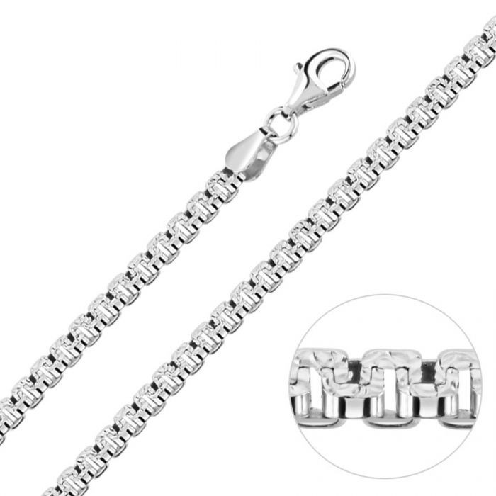 Collar de cadena con pavé de caja griega de plata de ley de 3,5 mm £ 72,00: 