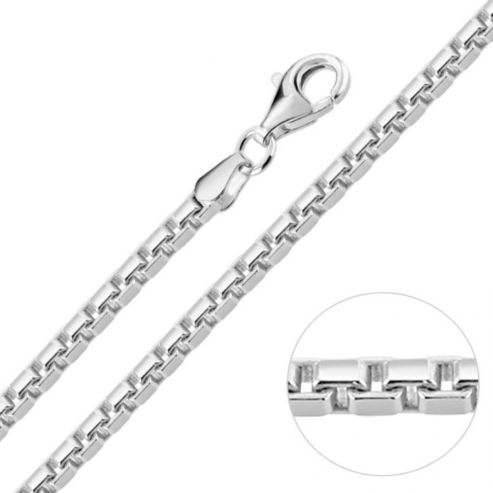 Collar de cadena de caja de plata de ley de 2,8 mm con corte de diamante £ 62,00: Collar de cadena de caja  