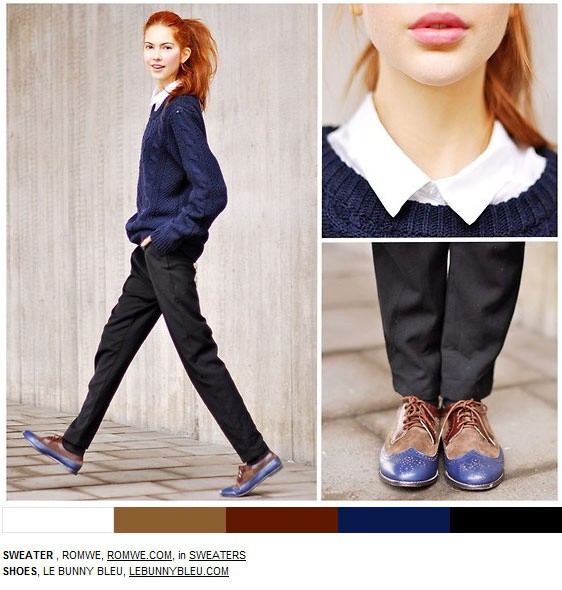 Ideas de atuendos de tendencias de calzado, zapatos Oxford, bata de cuello circular: Zapato oxford,  Tendencias en zapatos para niña  
