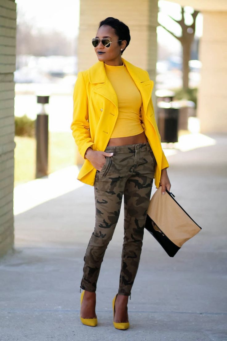 Camo y amarillo mostaza, Yellow Jeans: Pantalones de camuflaje,  Vaqueros amarillos,  tapa amarilla  