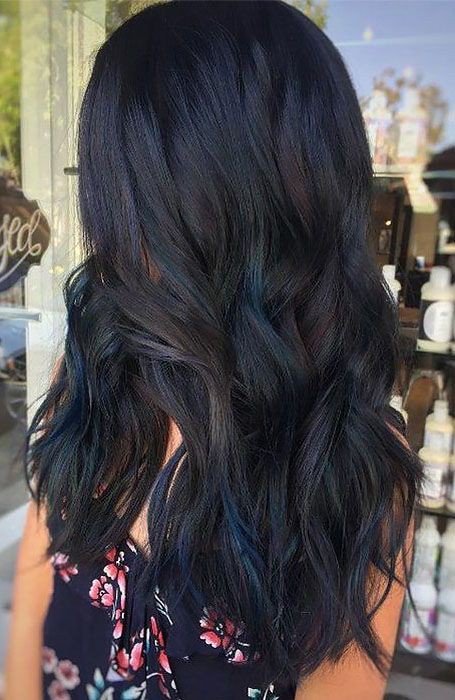 Mechas azules en cabello negro: Pelo largo,  Ideas de peinado,  Pelo castaño,  Resaltado del cabello,  Pelo azul,  Ideas para teñir el cabello  