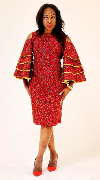 Listo para usar ankara, manga de campana: vestidos africanos,  Vestidos cortos  