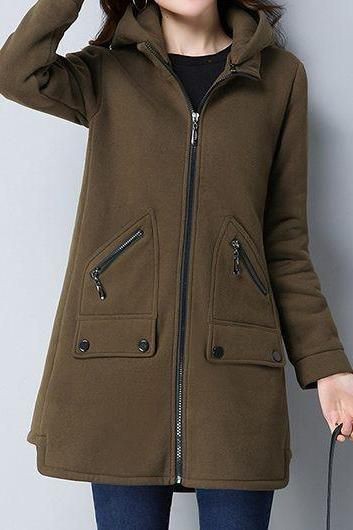 Abrigo con capucha para Mujer: trajes de invierno,  Atuendos Informales,  Abrigo de lana  