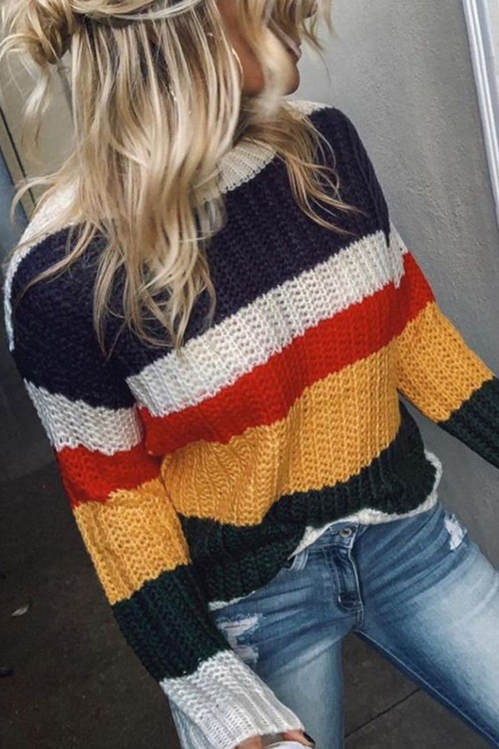 Conjunto de suéteres de bloque de color simple: Atuendo De Suéteres  