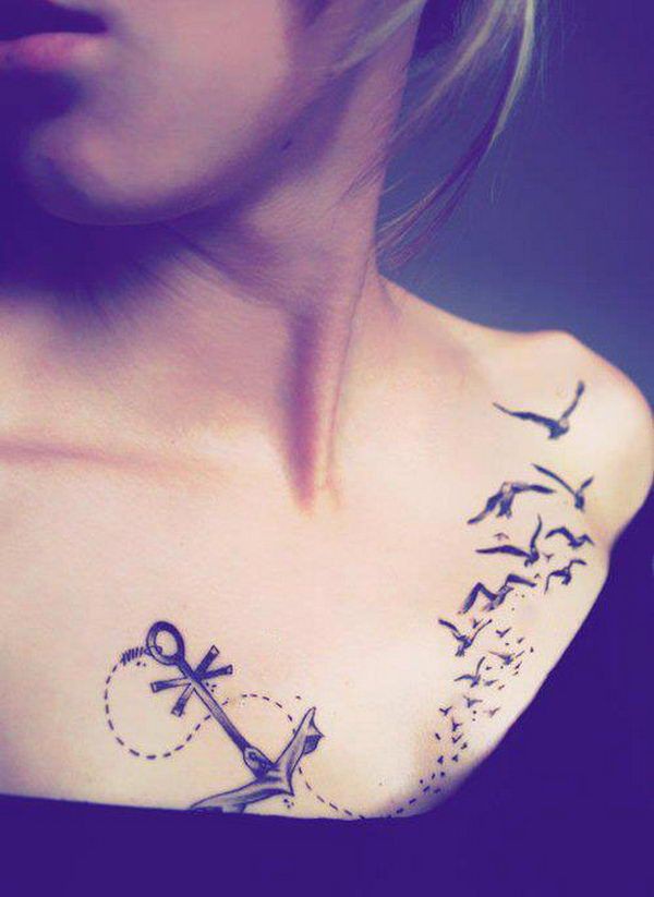 Tatuaje de pájaro ancla guapísimo, tatuaje temporal: Arte Corporal,  Tatuaje temporal,  Ideas de tatuajes  