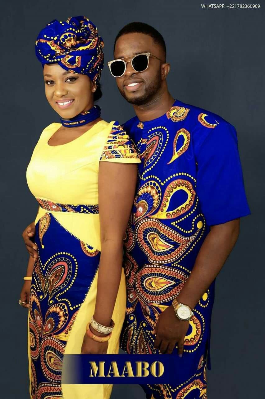 Grandes ideas para adolescentes roupa afro casal, estampados de cera africanos: Vestido de novia,  vestidos africanos,  Trajes de pareja a juego  