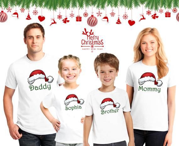 Divertidas camisas navideñas familiares a juego: día de Navidad,  Santa Claus,  Jersey navideño,  trajes de pareja  