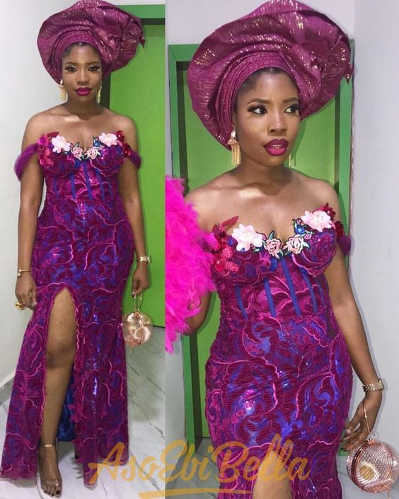 Estilos Aso Ebi, estampados de cera africanos, moda en Nigeria: vestidos de coctel,  camarones asos,  Vestidos Aso Ebi  