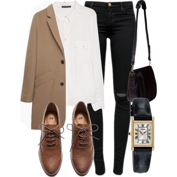 Outfit con zapatos oxford marrones de Polyvore: trajes de invierno,  Zapato oxford,  Atuendos Informales  