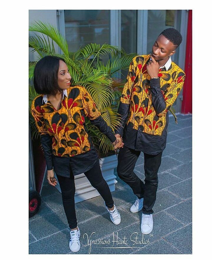 Simplemente loco diseño para parejas estilo nativo, estampados de cera africana: vestidos africanos,  Victoria Beckham,  camarones asos,  Trajes de pareja a juego  