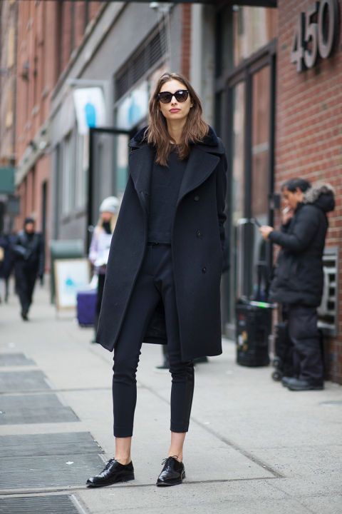 Otoño estilo callejero de nueva york: Estilo callejero,  Semana de la Moda,  Nueva York,  trajes de invierno,  Zapato brogue  