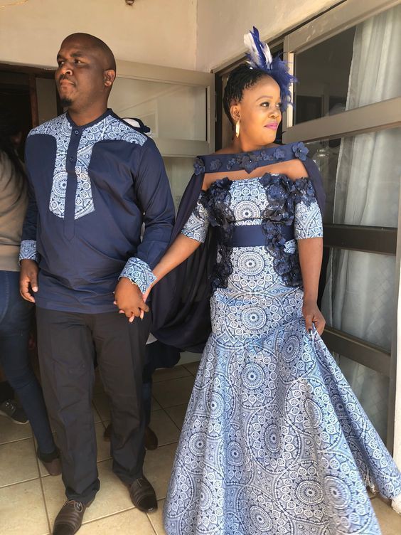 Hermoso y lindo vestido de novia shweshwe, estampados de cera africana: Vestido de novia,  vestidos africanos,  vestido largo,  Ropa formal,  Atuendos De Seshoeshoe  