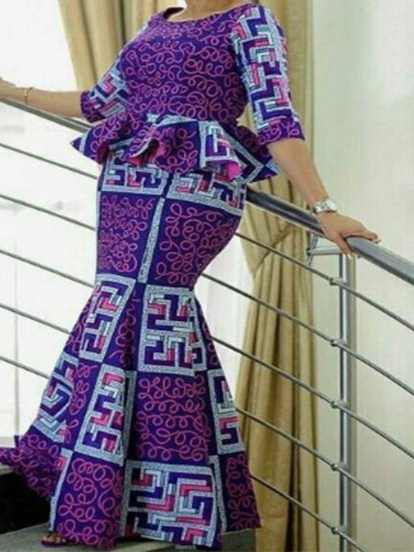 Conjunto de modelo de taparrabo africano, Maxi vestido: vestido largo,  Estilos Kaba  