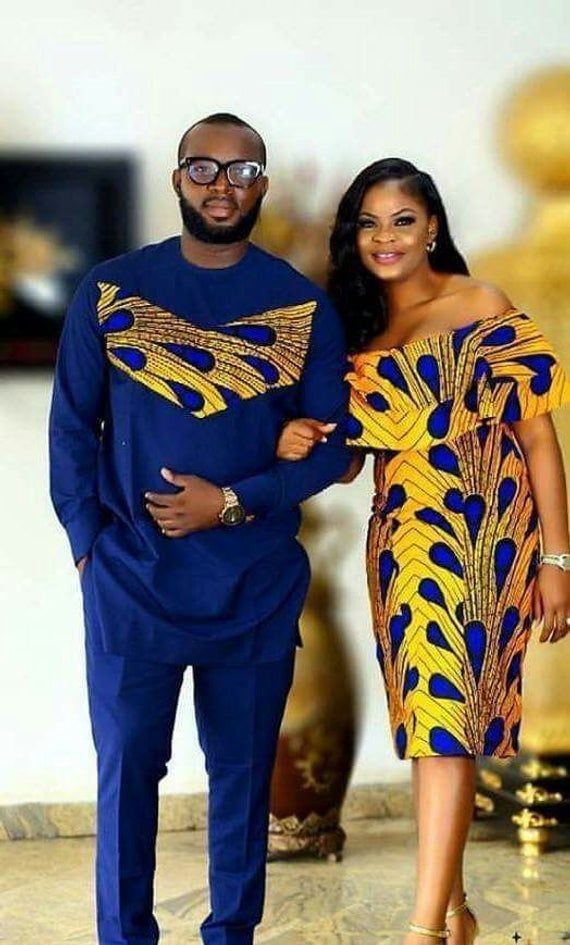 Eche un vistazo a los conjuntos de parejas africanas, estampados de cera africanos: Vestido de novia,  vestidos africanos,  disfraz de pareja,  Trajes De Pareja Kitenge  