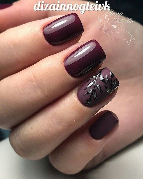 Manera de usar uñas de otoño burdeos, Matte Black Burgundy: Esmalte de uñas,  Arte de uñas,  Uñas de gel,  Uñas postizas,  Lindas uñas  