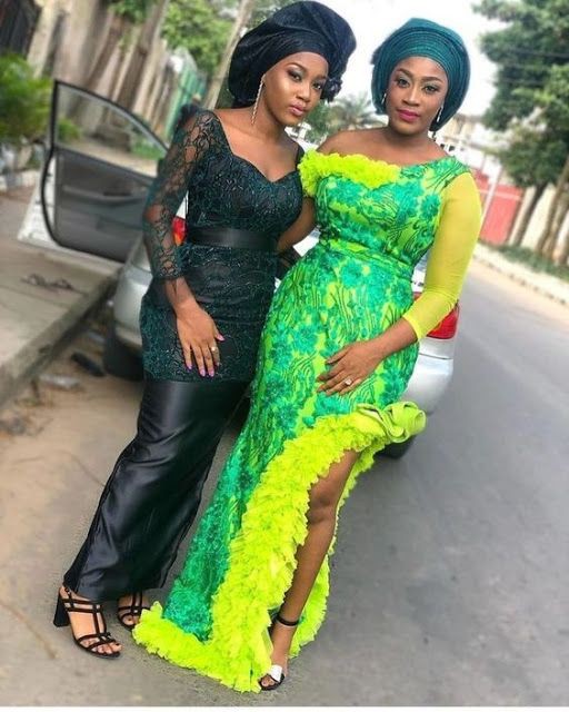 Estilos Aso Ebi, estampados de cera africanos, moda en Nigeria: trajes de fiesta,  vestidos africanos,  camarones asos,  Vestidos Aso Ebi  