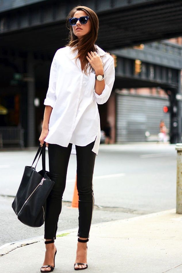 Consejos valiosos para el atuendo de camisa blanca, Ropa casual: pantalones negros,  Pantalones ajustados,  camisas,  trajes de negocios,  Atuendos Informales  
