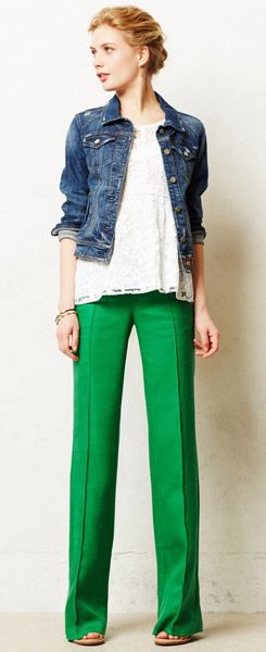 Pantalones anchos de lino J Crew: Pantalones ajustados,  pantalones palazzo,  Trajes De Pantalón Verde,  Pantalones de lino  