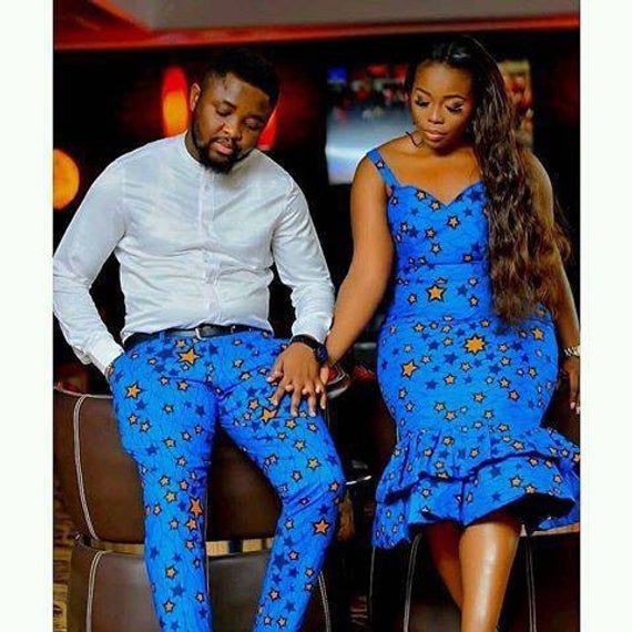 Moda Kitenge de moda para parejas: vestidos africanos,  camarones asos,  Trajes De Pareja Kitenge  