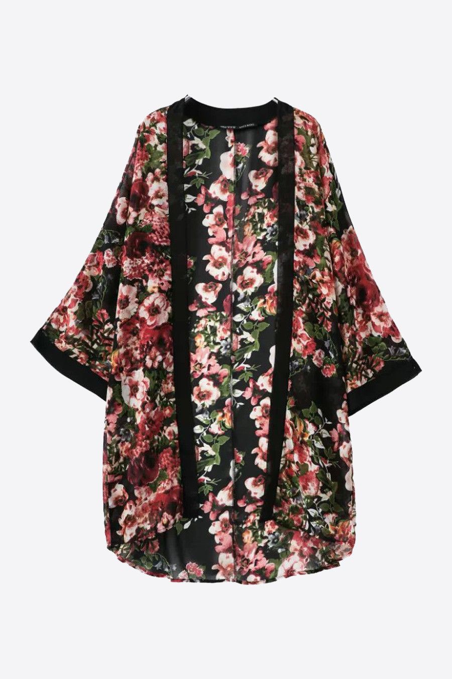 Cárdigan kimono de gasa floral, Diseño floral: Diseño floral,  trajes de kimono,  Atuendos Informales  