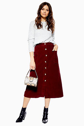 Conjunto falda midi de pana, largo medio: Trajes De Falda,  falda midi  